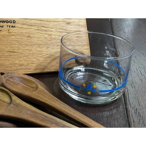 Vintage Teak Wood & Glass Condiment Set With Tray Lids & Spoons by Goodwood - Picture 6 of 10